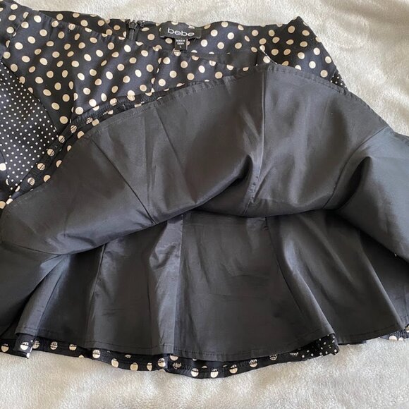 BEBE Mini Skirt in Black and White Polka Dots - Picture 6 of 7